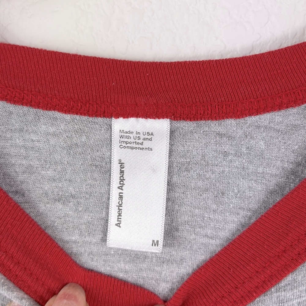 American Apparel Hello Milwaukee Baseball 3/4 Sleeve Tee Red & Gray Size Medium - Picture 5 of 6